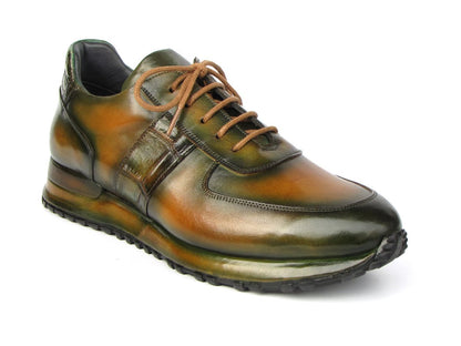 Paul Parkman Men's Olive Green Hand - Painted Sneakers Shoes by Paul Parkman – Don't Panic Shoes