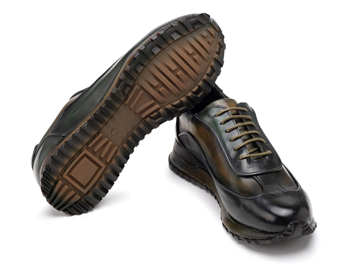 Paul Parkman Men's PatIna Leather Sneakers in Green Shoes by Paul Parkman – Don't Panic Shoes