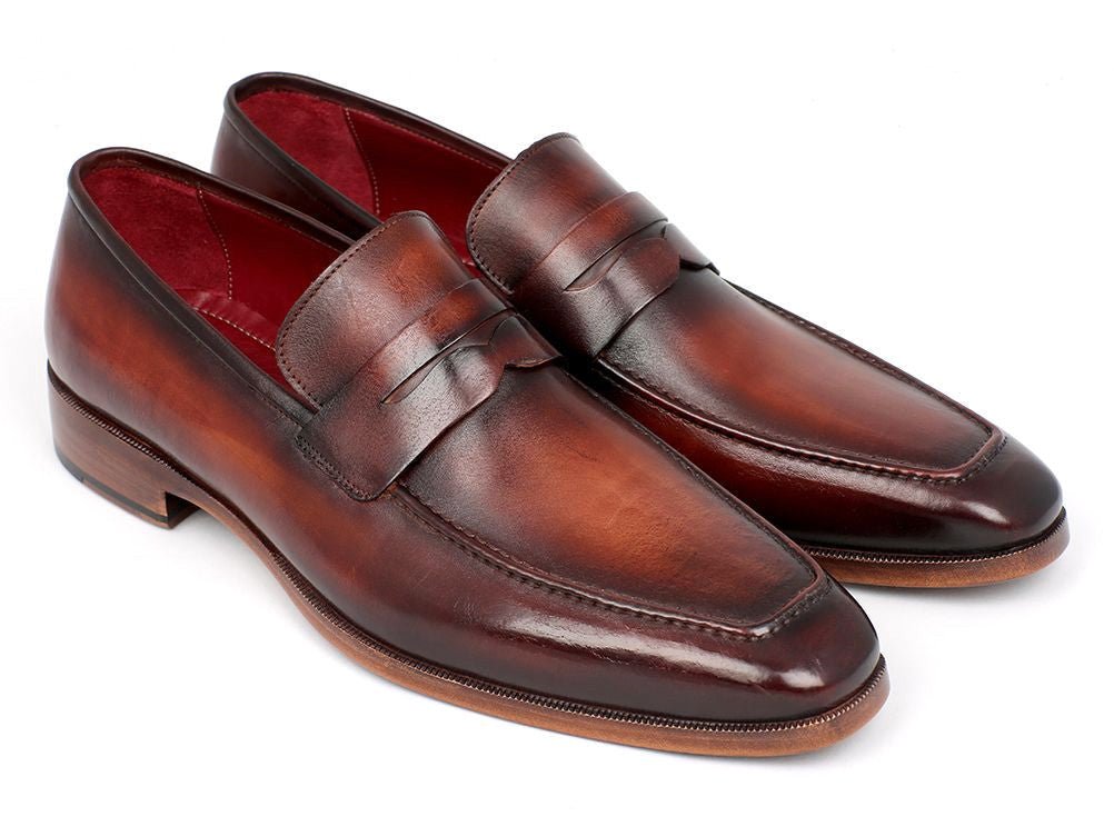 Paul Parkman Men's Penny Loafer Bordeaux And Brown Calfskin (Id10fd61) by Paul Parkman – Don't Panic Shoes