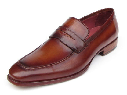 Paul Parkman Men's Penny Loafer Tobacco And Bordeaux Hand - Painted Shoes (Id067 - Brd) by Paul Parkman – Don't Panic Shoes