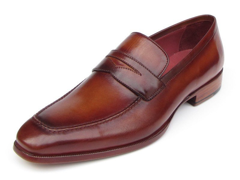 Paul Parkman Men's Penny Loafer Tobacco And Bordeaux Hand - Painted Shoes (Id067 - Brd) by Paul Parkman – Don't Panic Shoes