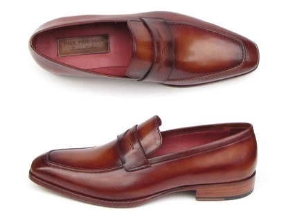 Paul Parkman Men's Penny Loafer Tobacco And Bordeaux Hand - Painted Shoes (Id067 - Brd) by Paul Parkman – Don't Panic Shoes