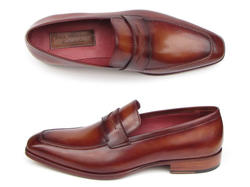 Paul Parkman Men's Penny Loafer Tobacco And Bordeaux Hand - Painted Shoes (Id067 - Brd) by Paul Parkman – Don't Panic Shoes
