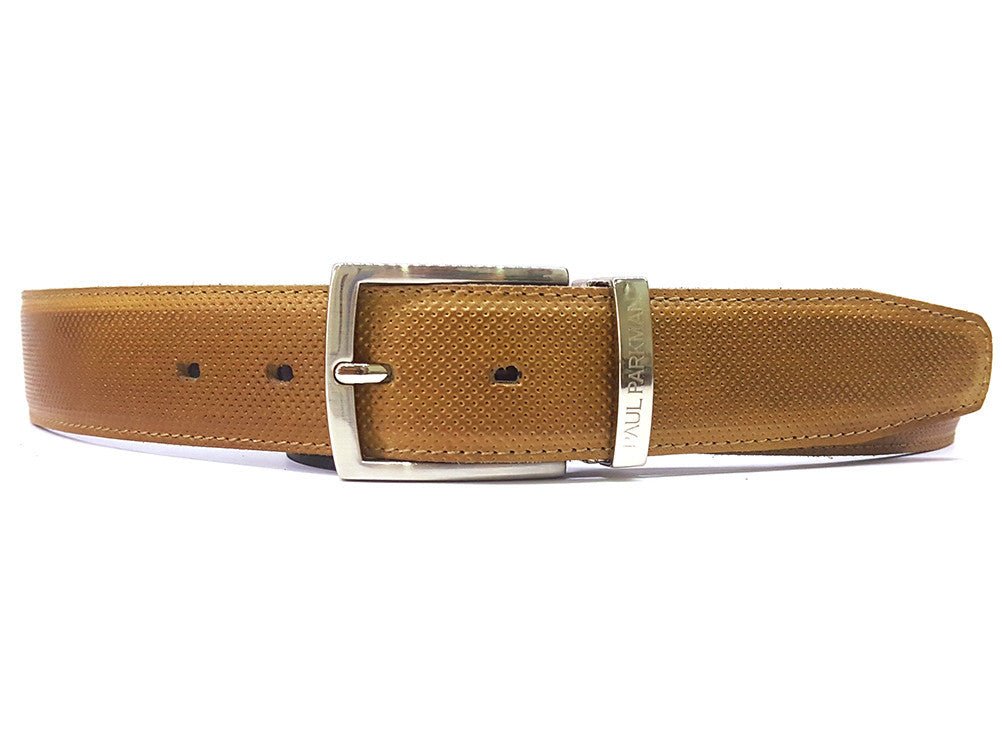 Paul Parkman Men's Perforated Leather Belt In Beige Belts by Paul Parkman – Don't Panic Shoes