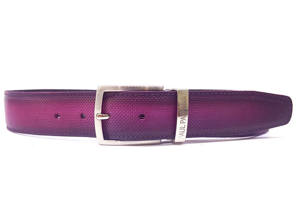 Paul Parkman Men's Perforated Leather Belt In Purple Belts by Paul Parkman – Don't Panic Shoes
