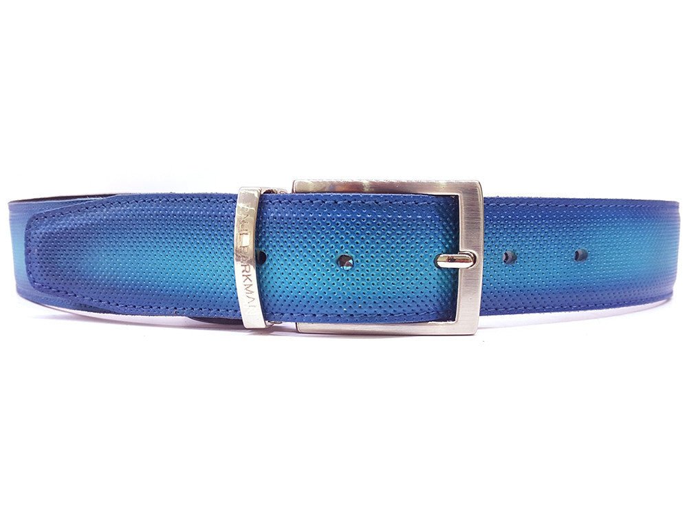 Paul Parkman Men's Perforated Leather Belt In Turquoise Belts by Paul Parkman – Don't Panic Shoes