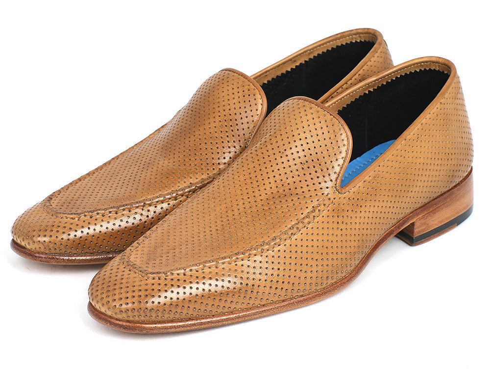 Paul Parkman Men's Perforated Leather Loafers In Beige Shoes by Paul Parkman – Don't Panic Shoes