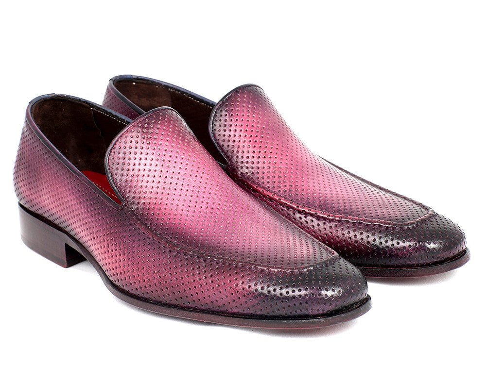 Paul Parkman Men's Perforated Leather Loafers In Purple Shoes by Paul Parkman – Don't Panic Shoes