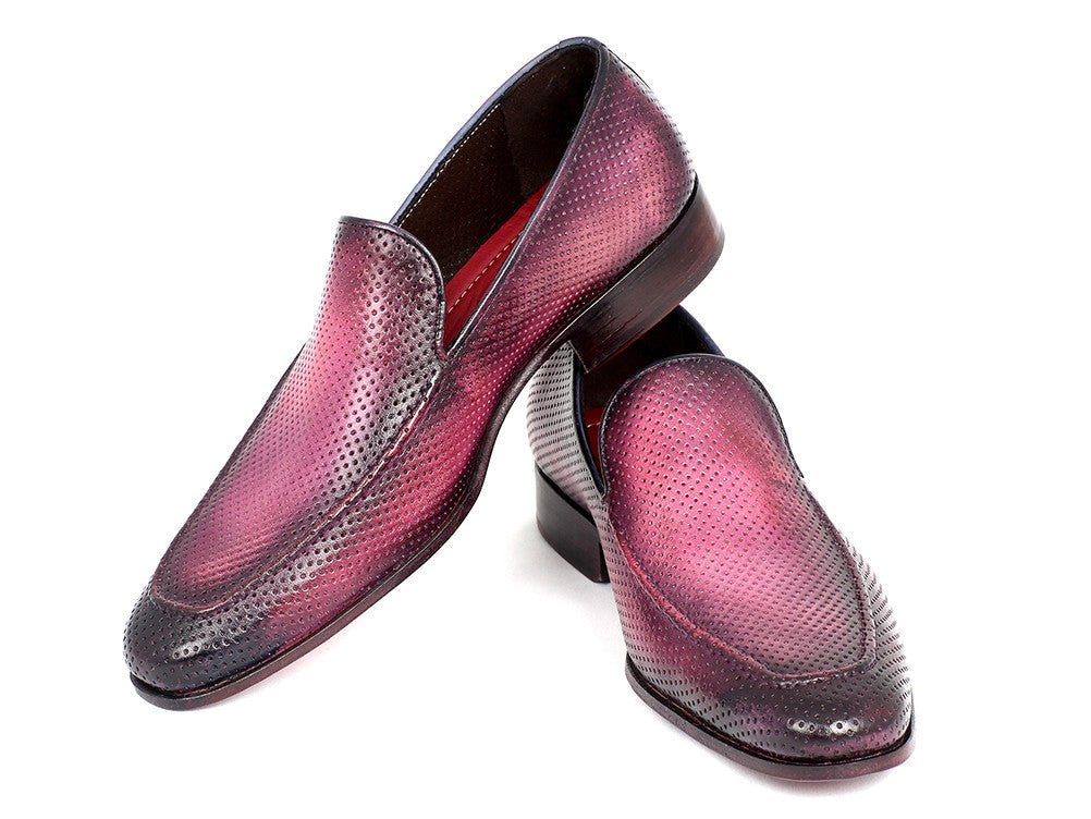 Paul Parkman Men's Perforated Leather Loafers In Purple Shoes by Paul Parkman – Don't Panic Shoes