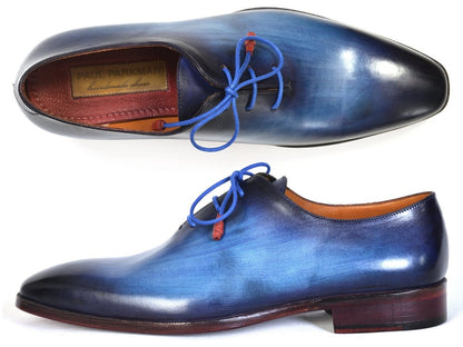 Paul Parkman Men's Plain Toe Wholecut Oxfords Blue Hand - Painted (Id755 - Blu) by Paul Parkman – Don't Panic Shoes