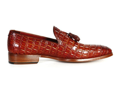 Paul Parkman Men's Reddish Camel Crocodile Embossed Calfskin Tassel Loafer (Id0823 - Rdsh) by Paul Parkman – Don't Panic Shoes