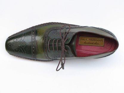 Paul Parkman Men's Side Handsewn Captoe Oxfords Green (Id5032 - Green) by Paul Parkman – Don't Panic Shoes