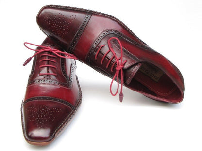 Paul Parkman Men's Side HAndsewn Captoe Oxfords - Red / Bordeaux Leather Upper and Leather Sole (Id5032 - Brd) by Paul Parkman – Don't Panic Shoes