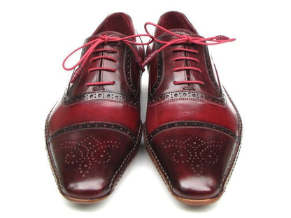 Paul Parkman Men's Side HAndsewn Captoe Oxfords - Red / Bordeaux Leather Upper and Leather Sole (Id5032 - Brd) by Paul Parkman – Don't Panic Shoes