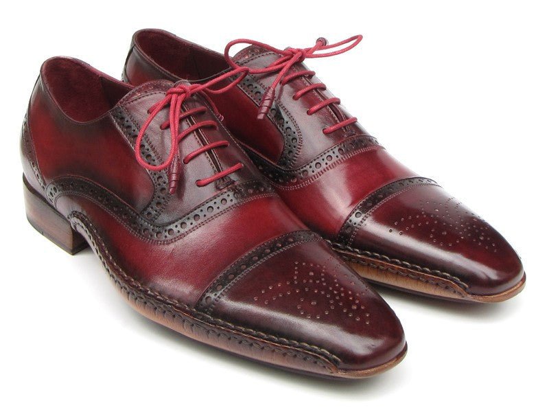 Paul Parkman Men's Side HAndsewn Captoe Oxfords - Red / Bordeaux Leather Upper and Leather Sole (Id5032 - Brd) by Paul Parkman – Don't Panic Shoes
