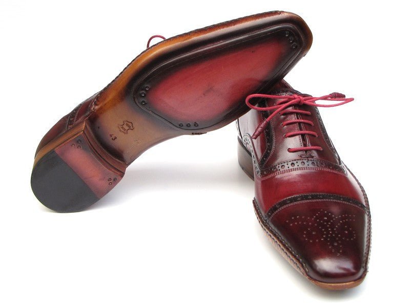 Paul Parkman Men's Side Handsewn Leather Captoe Oxfords In Red / Bordeaux Shoes by Paul Parkman – Don't Panic Shoes
