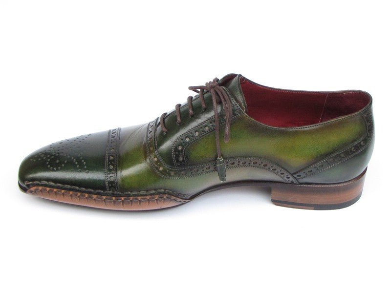 Paul Parkman Men's Side Sewn Leather Captoe Oxfords In Green And Yellow Shoes by Paul Parkman – Don't Panic Shoes