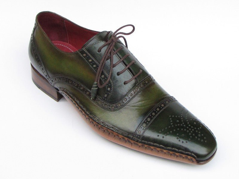 Paul Parkman Men's Side Sewn Leather Captoe Oxfords In Green And Yellow Shoes by Paul Parkman – Don't Panic Shoes