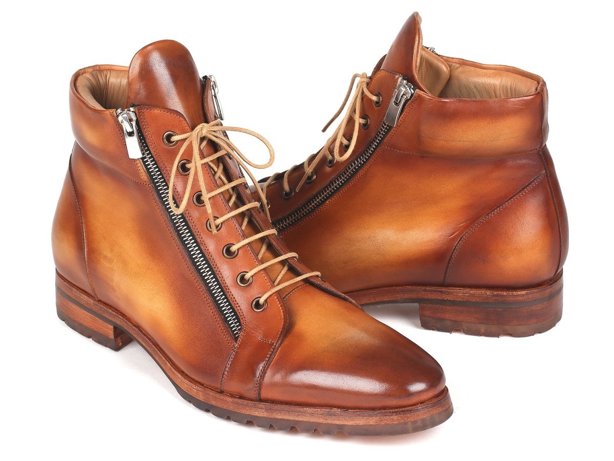 Paul Parkman Men's Side Zipper Leather Boots Light Brown (12455 - Cml) by Paul Parkman – Don't Panic Shoes