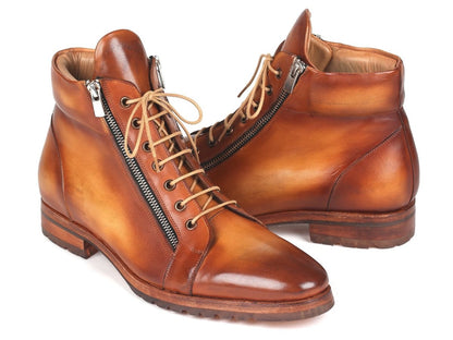 Paul Parkman Men's Side Zipper Leather Boots Light Brown (12455 - Cml) by Paul Parkman – Don't Panic Shoes