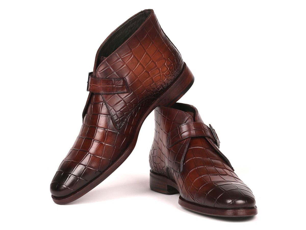 Paul Parkman Men's SIngle Monk Strap Ankle Boots in Brown Shoes by Paul Parkman – Don't Panic Shoes