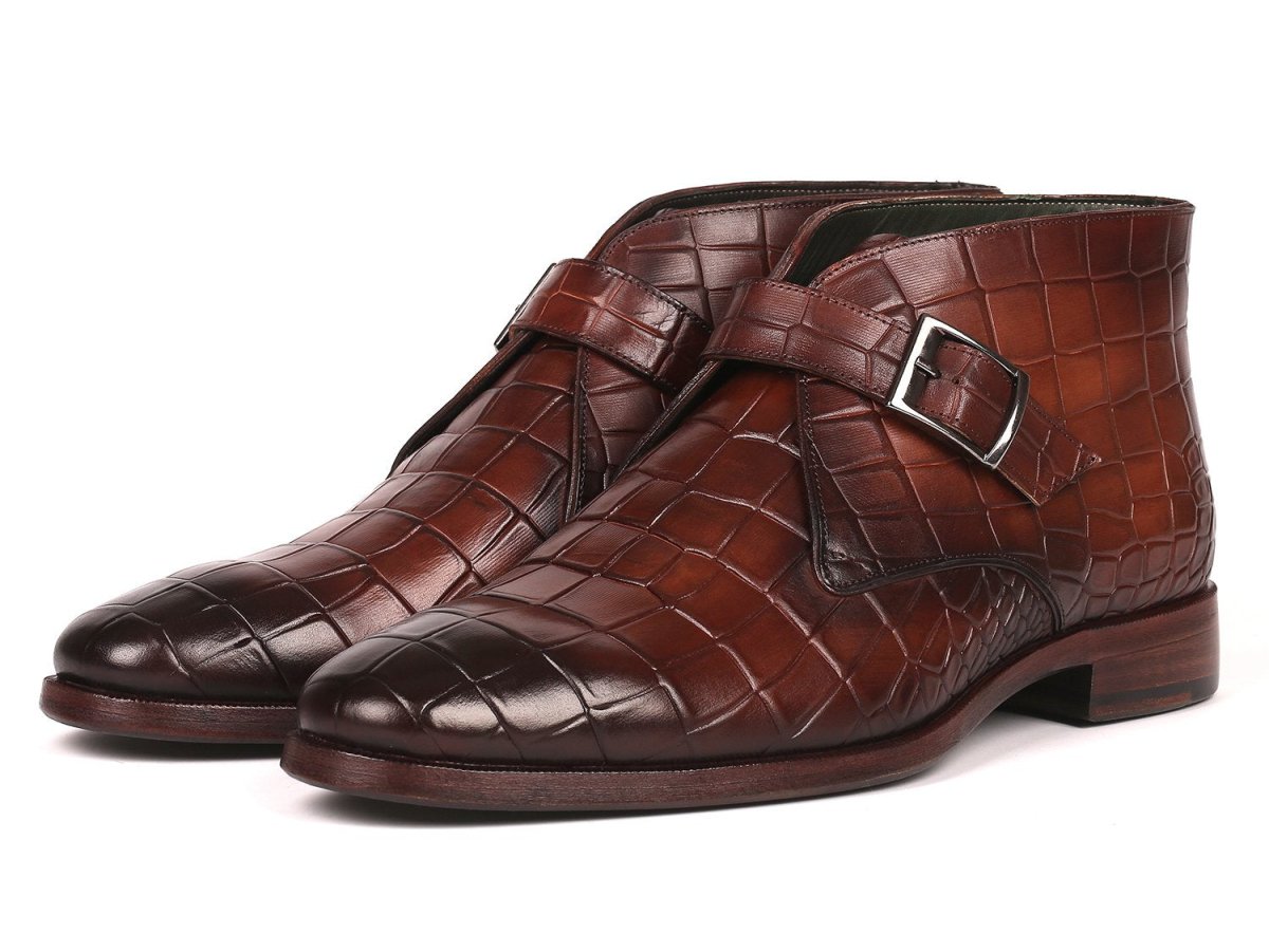 Paul Parkman Men's SIngle Monk Strap Ankle Boots in Brown Shoes by Paul Parkman – Don't Panic Shoes
