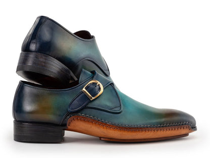 Paul Parkman Men's SIngle Monkstrap Shoes in Turquoise And Brown Shoes by Paul Parkman – Don't Panic Shoes