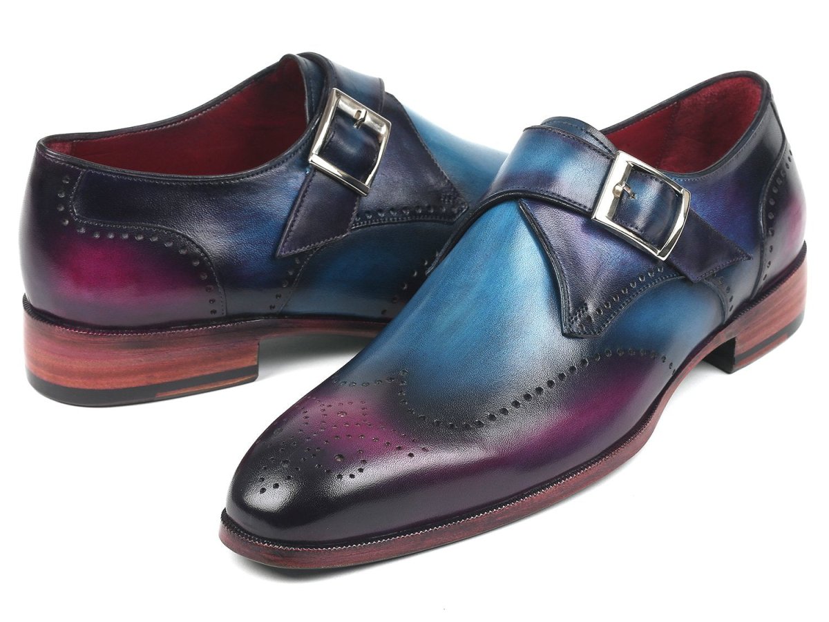 Paul Parkman Men's SIngle Monkstraps in Blue And Purple Shoes by Paul Parkman – Don't Panic Shoes