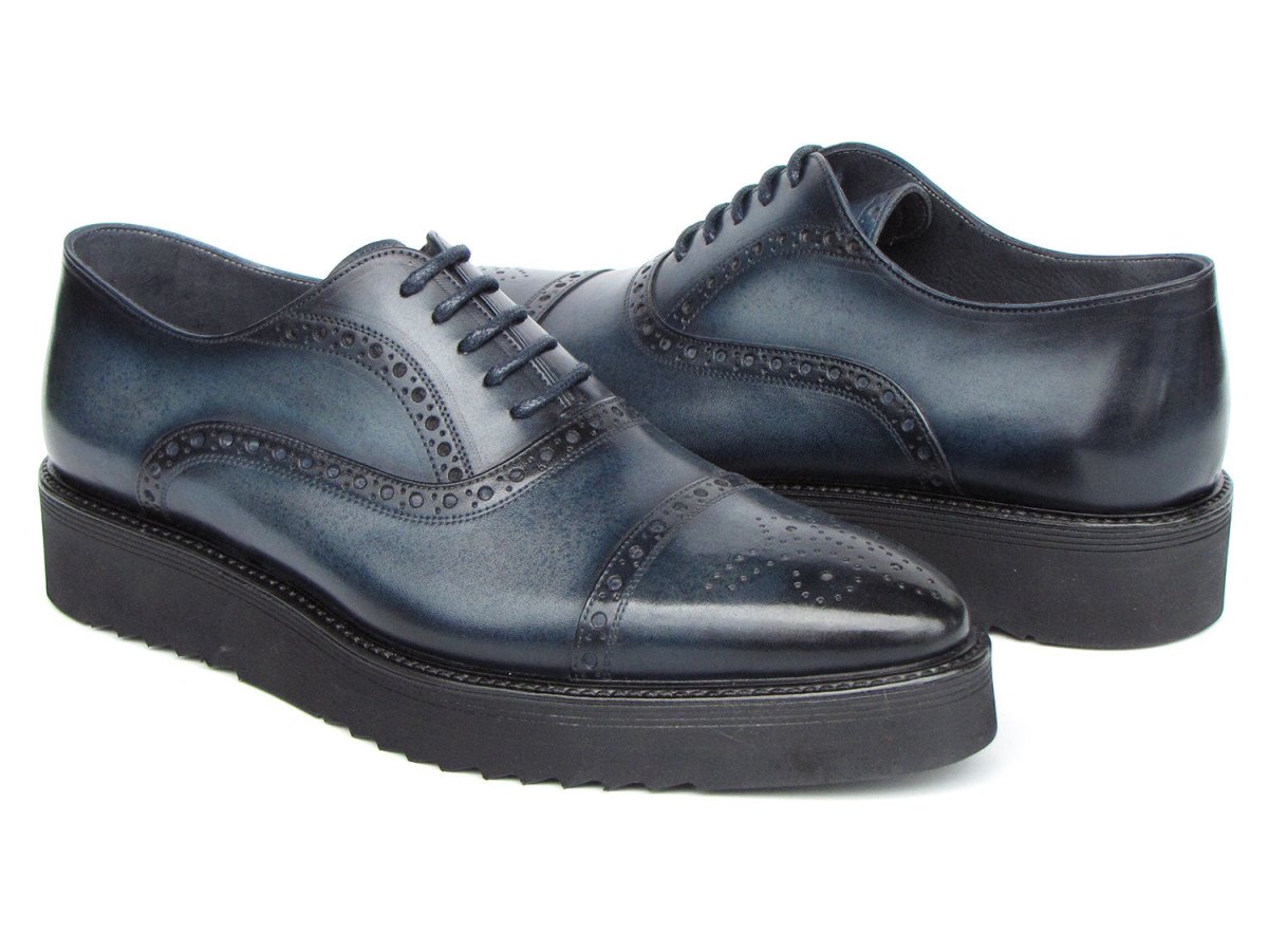 Paul Parkman Men's Smart Casual Cap Toe Oxford Shoes Navy Leather (Id285 - Nvy - Lth) Shoes by Paul Parkman – Don't Panic Shoes