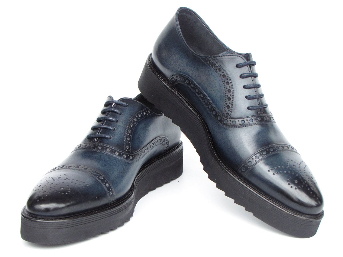 Paul Parkman Men's Smart Casual Cap Toe Oxford Shoes Navy Leather (Id285 - Nvy - Lth) Shoes by Paul Parkman – Don't Panic Shoes