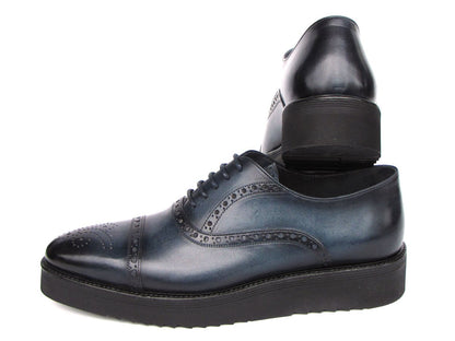 Paul Parkman Men's Smart Casual Cap Toe Oxford Shoes Navy Leather Shoes by Paul Parkman – Don't Panic Shoes