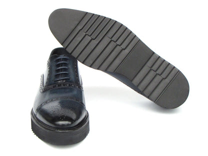 Paul Parkman Men's Smart Casual Cap Toe Oxford Shoes Navy Leather Shoes by Paul Parkman – Don't Panic Shoes