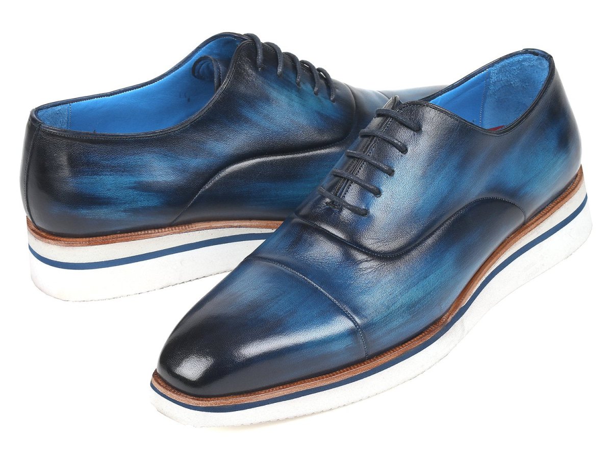 Paul Parkman Men's Smart Casual Leather Oxfords In Blue Shoes by Paul Parkman – Don't Panic Shoes