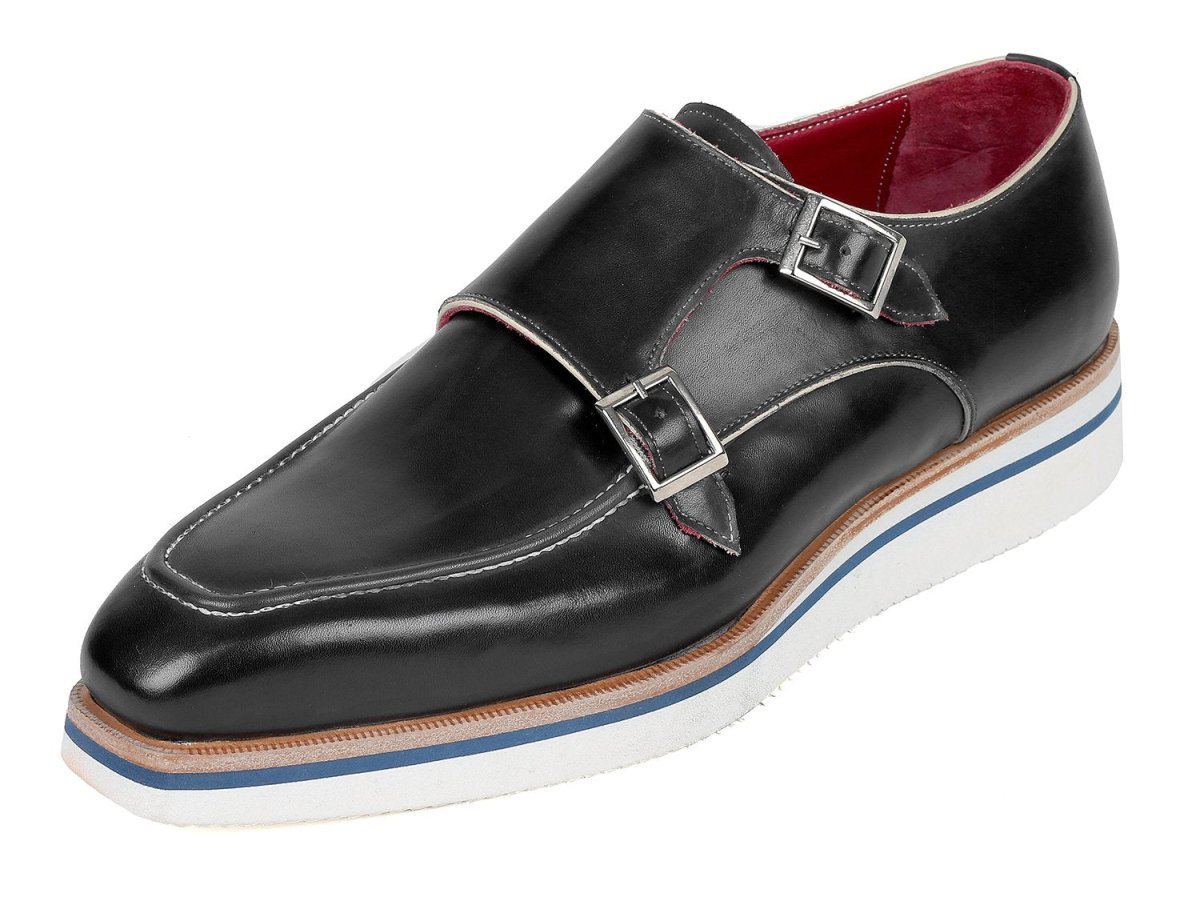 Paul Parkman Men's Smart Casual Monkstrap Shoes Black Leather (Id189 - Blk - Lth) by Paul Parkman – Don't Panic Shoes