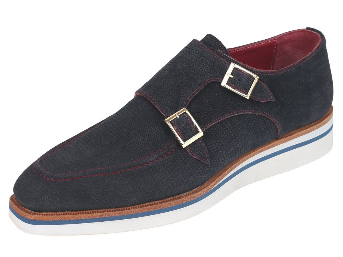 Paul Parkman Men's Smart Casual Monkstrap Suede Shoes In Navy Shoes by Paul Parkman – Don't Panic Shoes