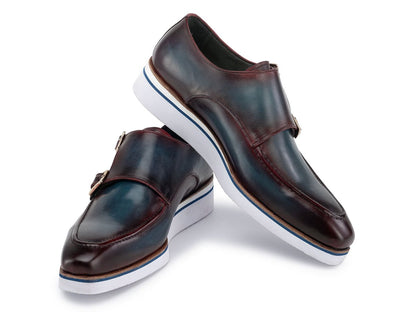 Paul Parkman Men's Smart Casual Monkstraps Blue And Bordeaux Patina (Id189 - Blu - Brd) Shoes by Paul Parkman – Don't Panic Shoes