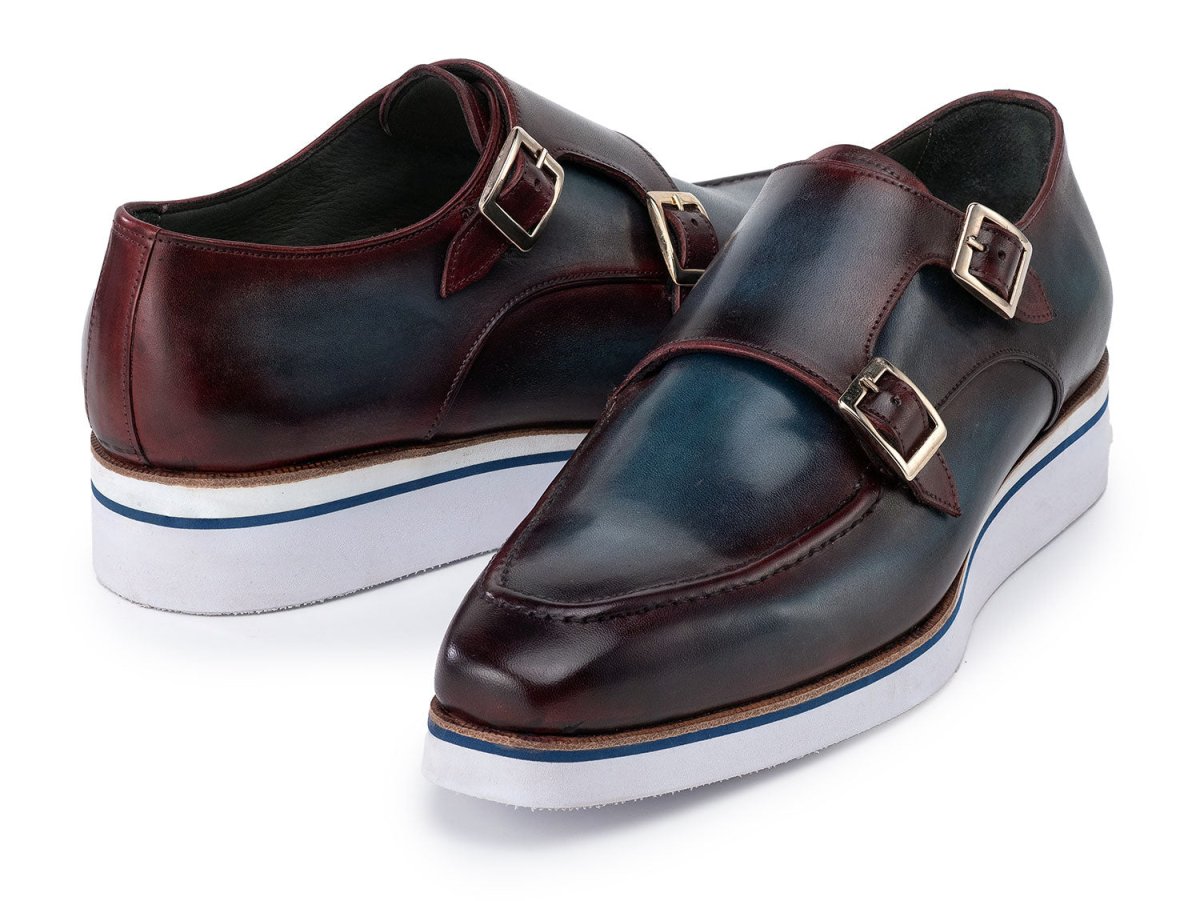 Paul Parkman Men's Smart Casual Monkstraps Blue And Bordeaux Patina (Id189 - Blu - Brd) Shoes by Paul Parkman – Don't Panic Shoes