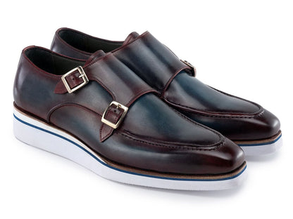 Paul Parkman Men's Smart Casual Monkstraps Blue And Bordeaux Patina (Id189 - Blu - Brd) Shoes by Paul Parkman – Don't Panic Shoes