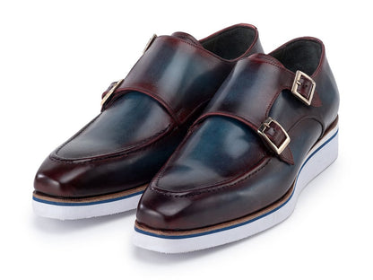 Paul Parkman Men's Smart Casual Monkstraps Blue And Bordeaux Patina (Id189 - Blu - Brd) Shoes by Paul Parkman – Don't Panic Shoes