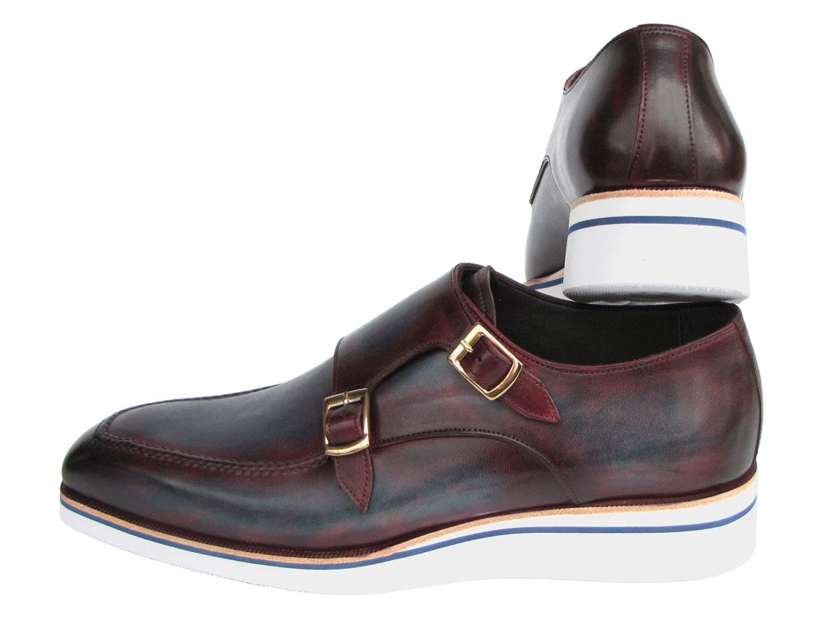 Paul Parkman Men's Smart Casual Monkstraps Blue And Bordeaux Patina Shoes by Paul Parkman – Don't Panic Shoes