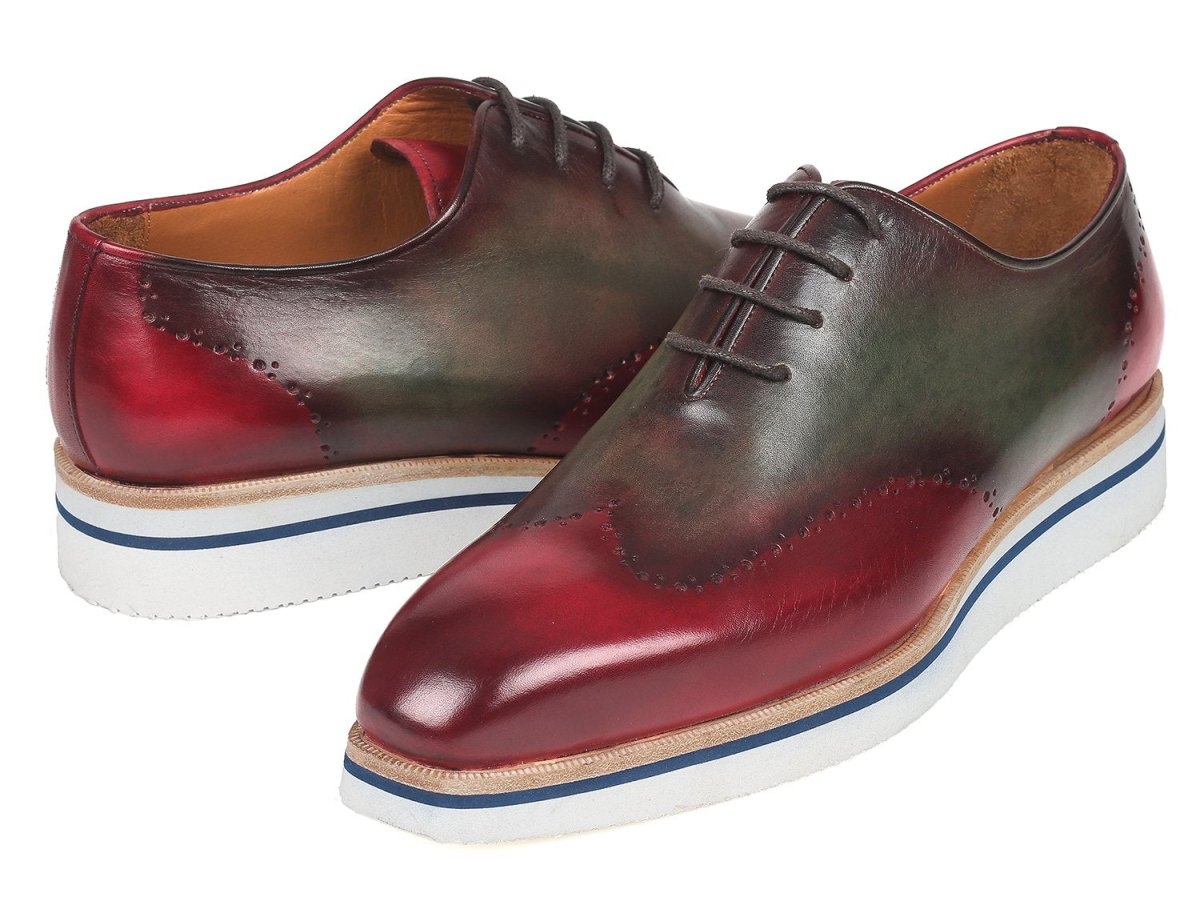 Paul Parkman Men's Smart Casual Wingtip Oxfords Bordeaux And Green (Id187 - Brd - Grn) by Paul Parkman – Don't Panic Shoes