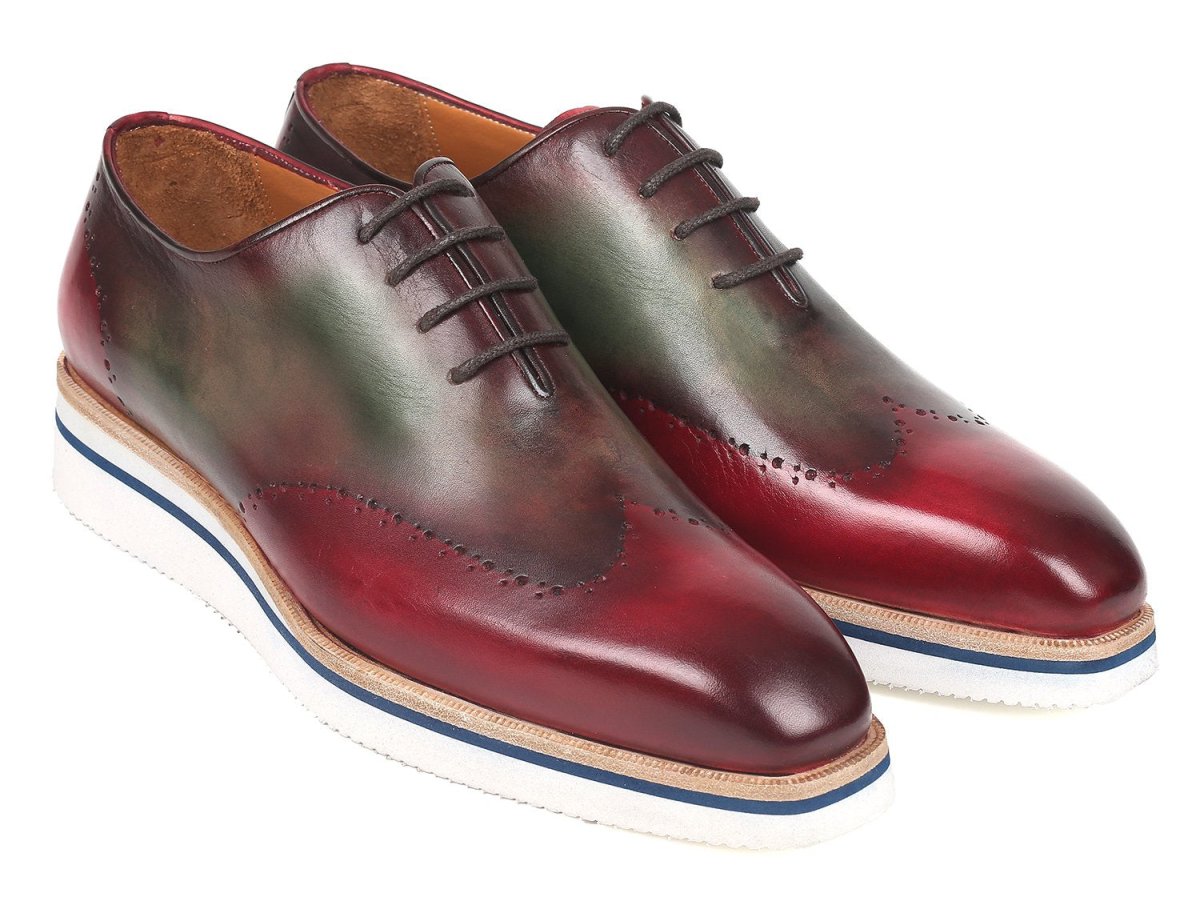 Paul Parkman Men's Smart Casual Wingtip Oxfords Bordeaux And Green (Id187 - Brd - Grn) by Paul Parkman – Don't Panic Shoes