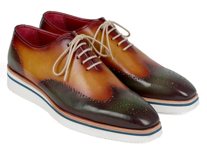 Paul Parkman Men's Smart Casual Wingtip Oxfords Green And Camel (Id188 - Grn - Cml) by Paul Parkman – Don't Panic Shoes