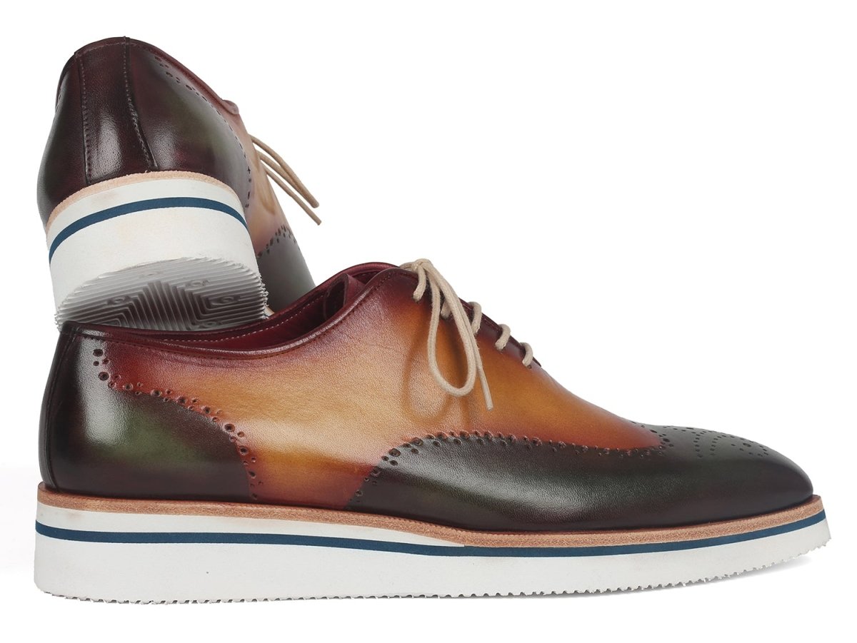 Paul Parkman Men's Smart Casual Wingtip Oxfords Green And Camel (Id188 - Grn - Cml) by Paul Parkman – Don't Panic Shoes
