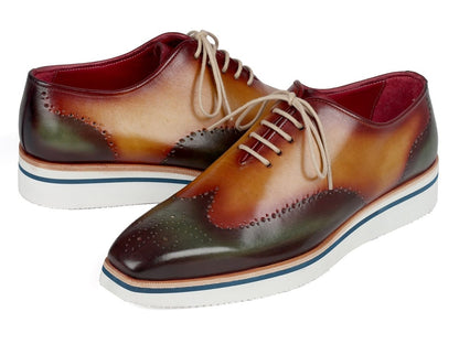 Paul Parkman Men's Smart Casual Wingtip Oxfords Green And Camel (Id188 - Grn - Cml) by Paul Parkman – Don't Panic Shoes
