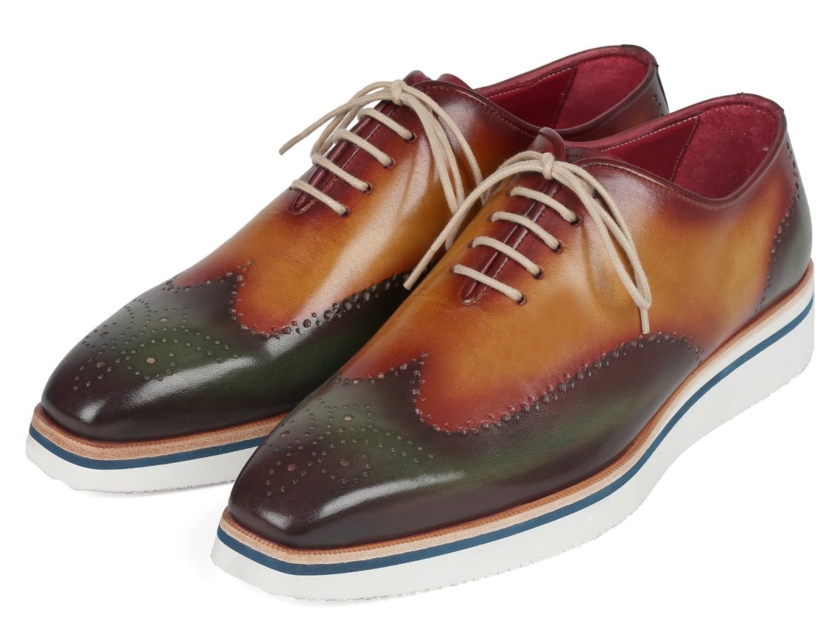 Paul Parkman Men's Smart Casual Wingtip Oxfords Green And Camel (Id188 - Grn - Cml) by Paul Parkman – Don't Panic Shoes