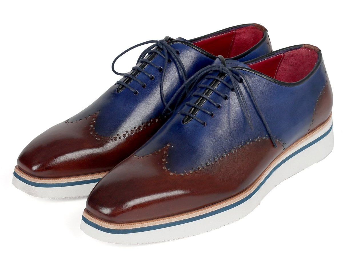 Paul Parkman Men's Smart Casual WIngtip Oxfords in Brown And Blue Shoes by Paul Parkman – Don't Panic Shoes