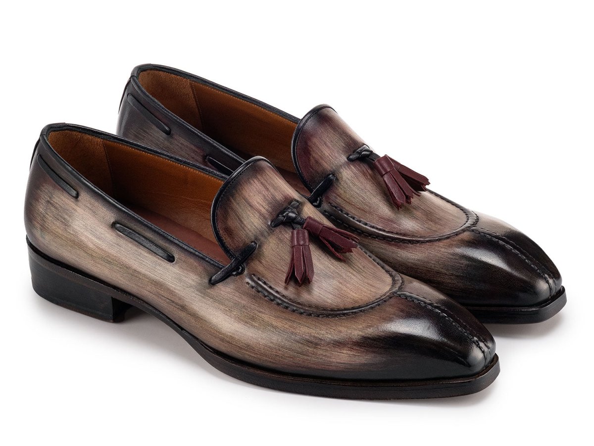 Paul Parkman Men's Split Toe PatIna Leather Tassel Loafers in Brown Shoes by Paul Parkman – Don't Panic Shoes