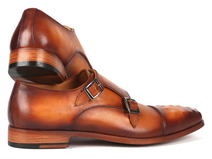 Paul Parkman Men's Studded Cap Toe Monkstraps Light Brown (Id047 - Cml) by Paul Parkman – Don't Panic Shoes