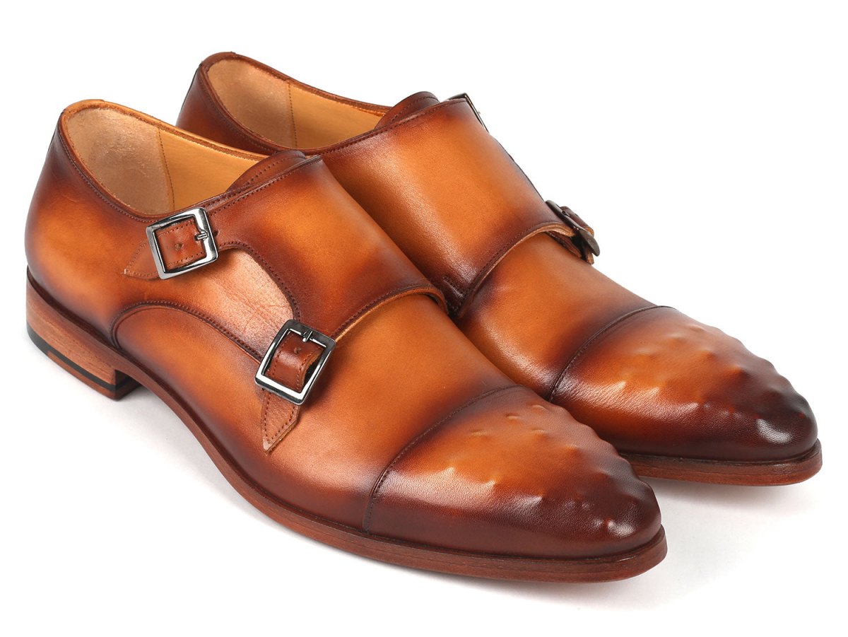 Paul Parkman Men's Studded Cap Toe Monkstraps Light Brown (Id047 - Cml) by Paul Parkman – Don't Panic Shoes